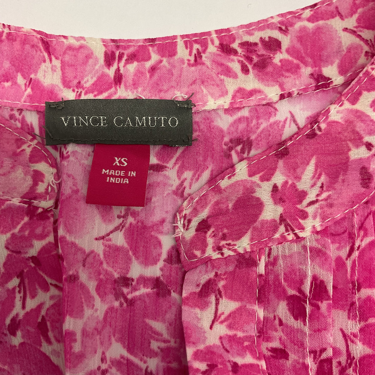 Vince Camuto Floral Pintuck Ruffle-Sleeve Blouse XS