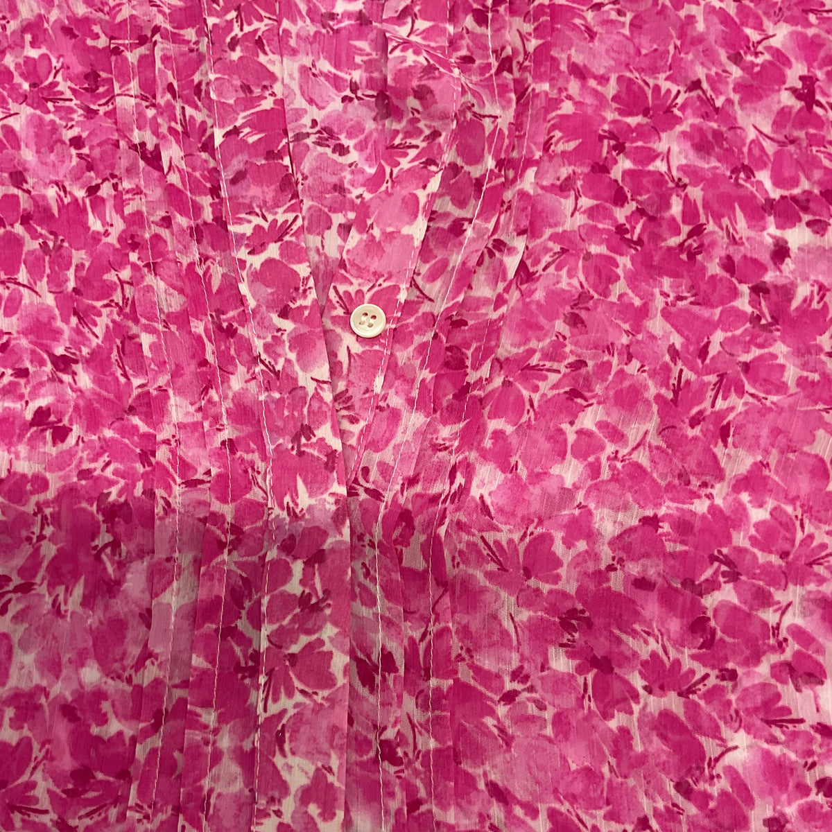 Vince Camuto Floral Pintuck Ruffle-Sleeve Blouse XS
