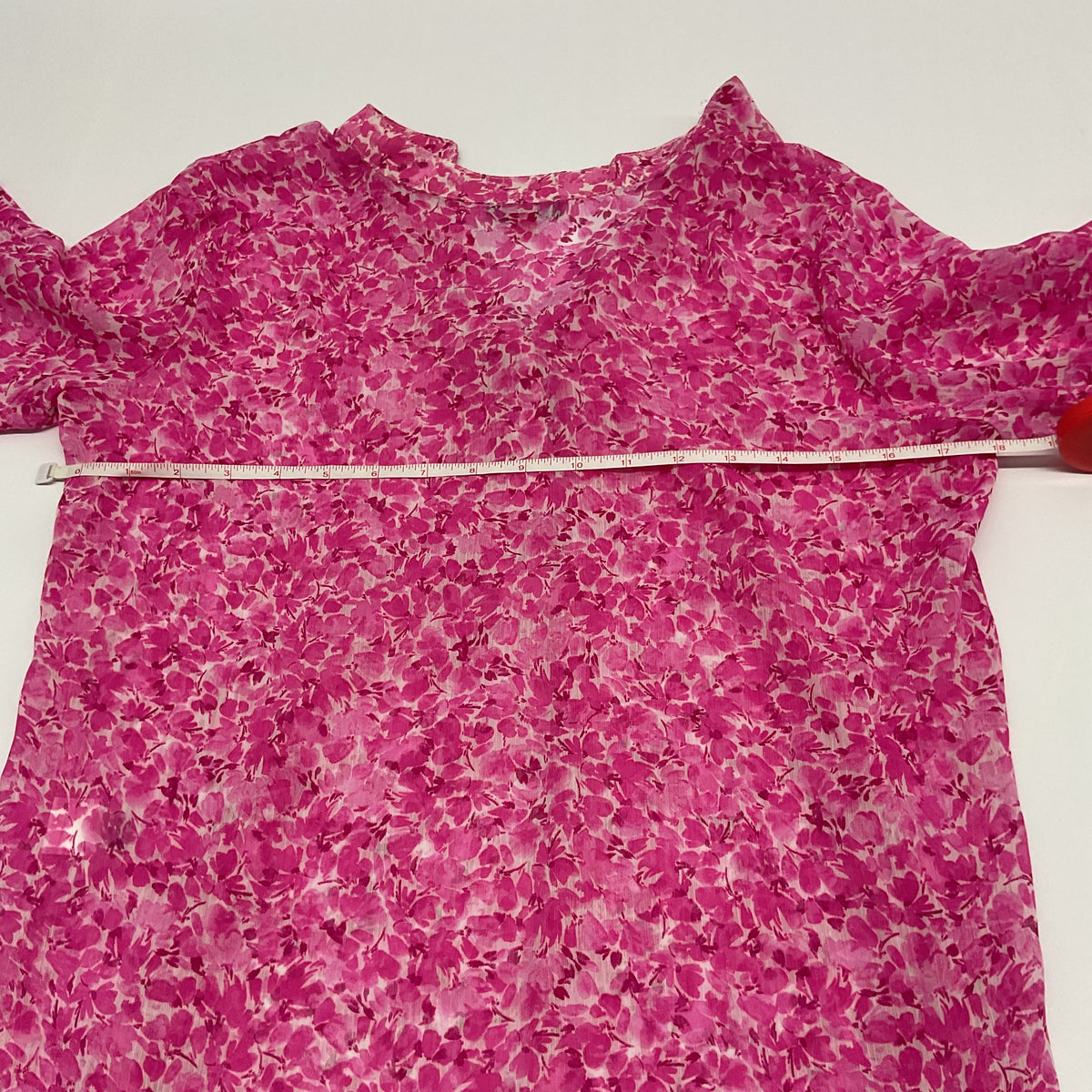 Vince Camuto Floral Pintuck Ruffle-Sleeve Blouse XS