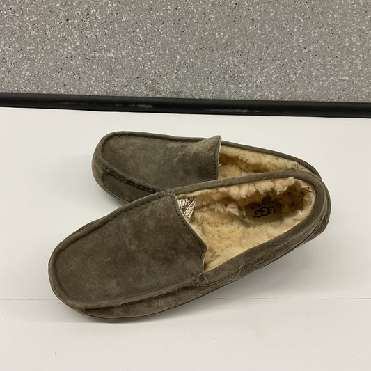 UGG Australia Men's Ascot Suede Sheepskin Moccasin Slippers Grey Size 10 (S/N 5775)