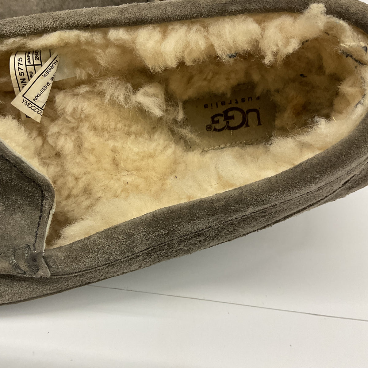 UGG Australia Men's Ascot Suede Sheepskin Moccasin Slippers Grey Size 10 (S/N 5775)