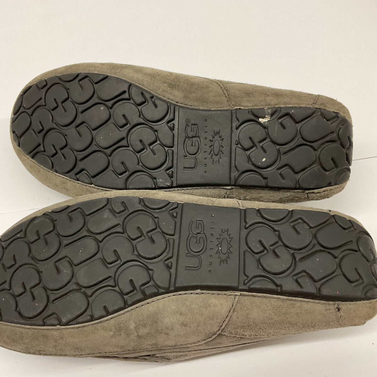 UGG Australia Men's Ascot Suede Sheepskin Moccasin Slippers Grey Size 10 (S/N 5775)