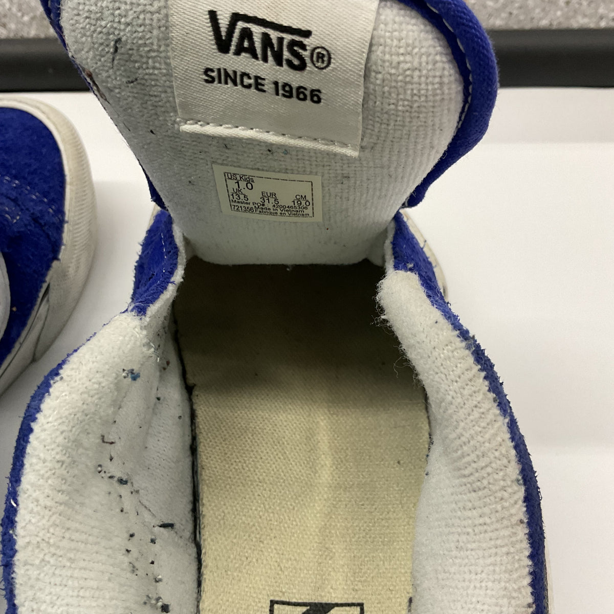 Vans Kids Old Skool Slip-On Shoes - Royal Blue / White (Size US 1.0 Kids / EUR 31.5)
