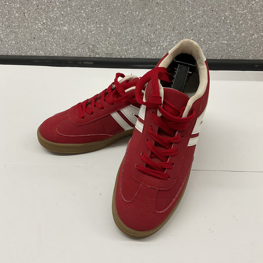 CUCCOO Women's Red Retro Sneakers Low Top Casual Shoes White Stripes EU 39 / US 8