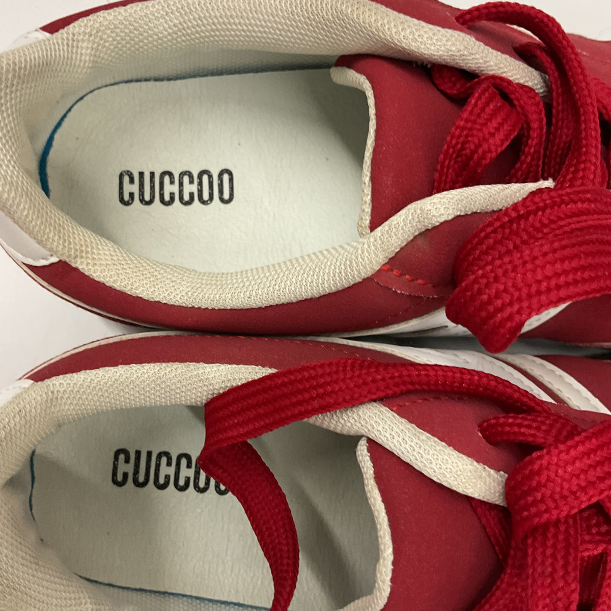 CUCCOO Women's Red Retro Sneakers Low Top Casual Shoes White Stripes EU 39 / US 8