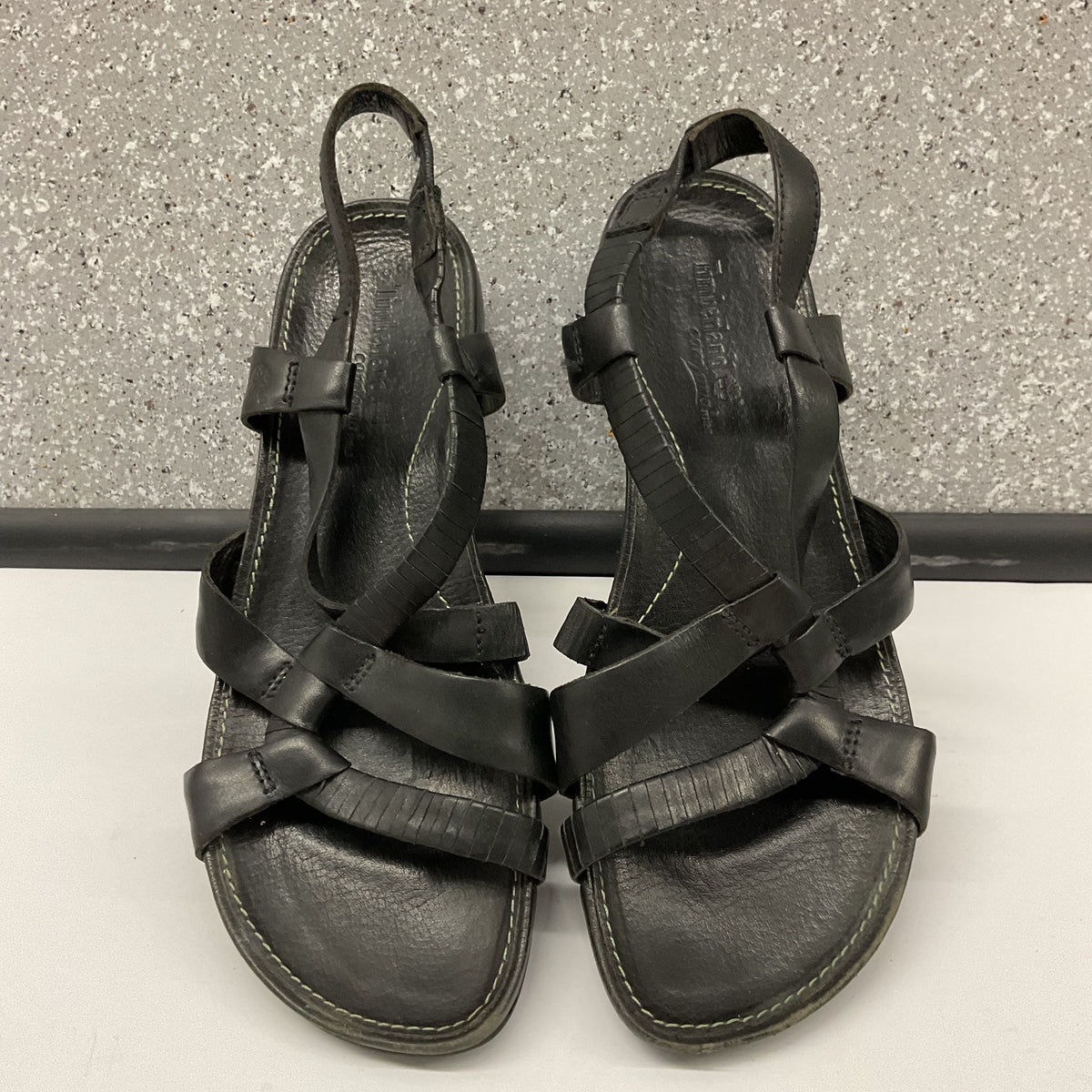Timberland Women's Black Leather Strappy Slingback Comfort Sandals - Size 8M