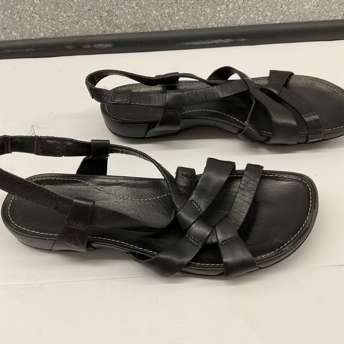 Timberland Women's Black Leather Strappy Slingback Comfort Sandals - Size 8M