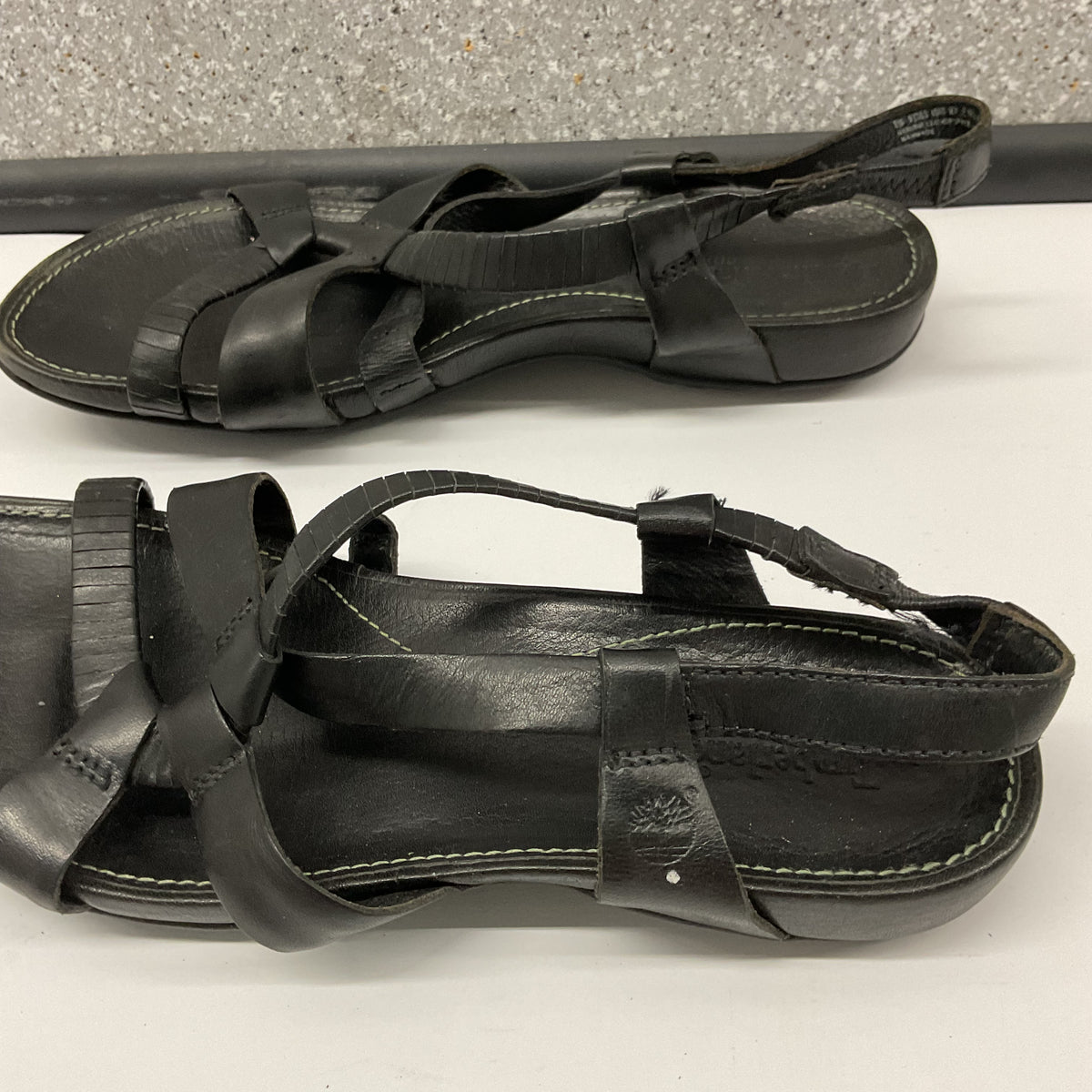 Timberland Women's Black Leather Strappy Slingback Comfort Sandals - Size 8M