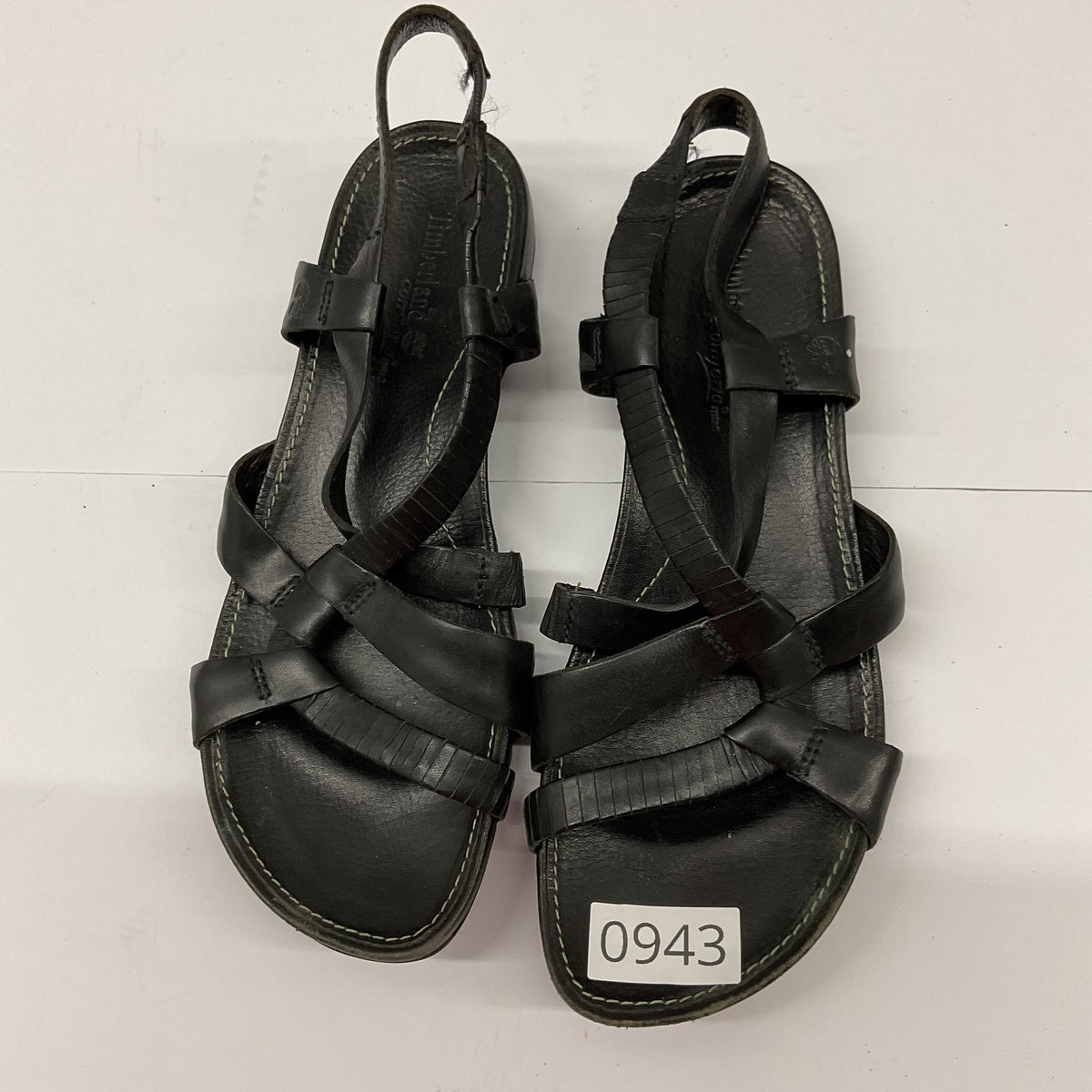 Timberland Women's Black Leather Strappy Slingback Comfort Sandals - Size 8M