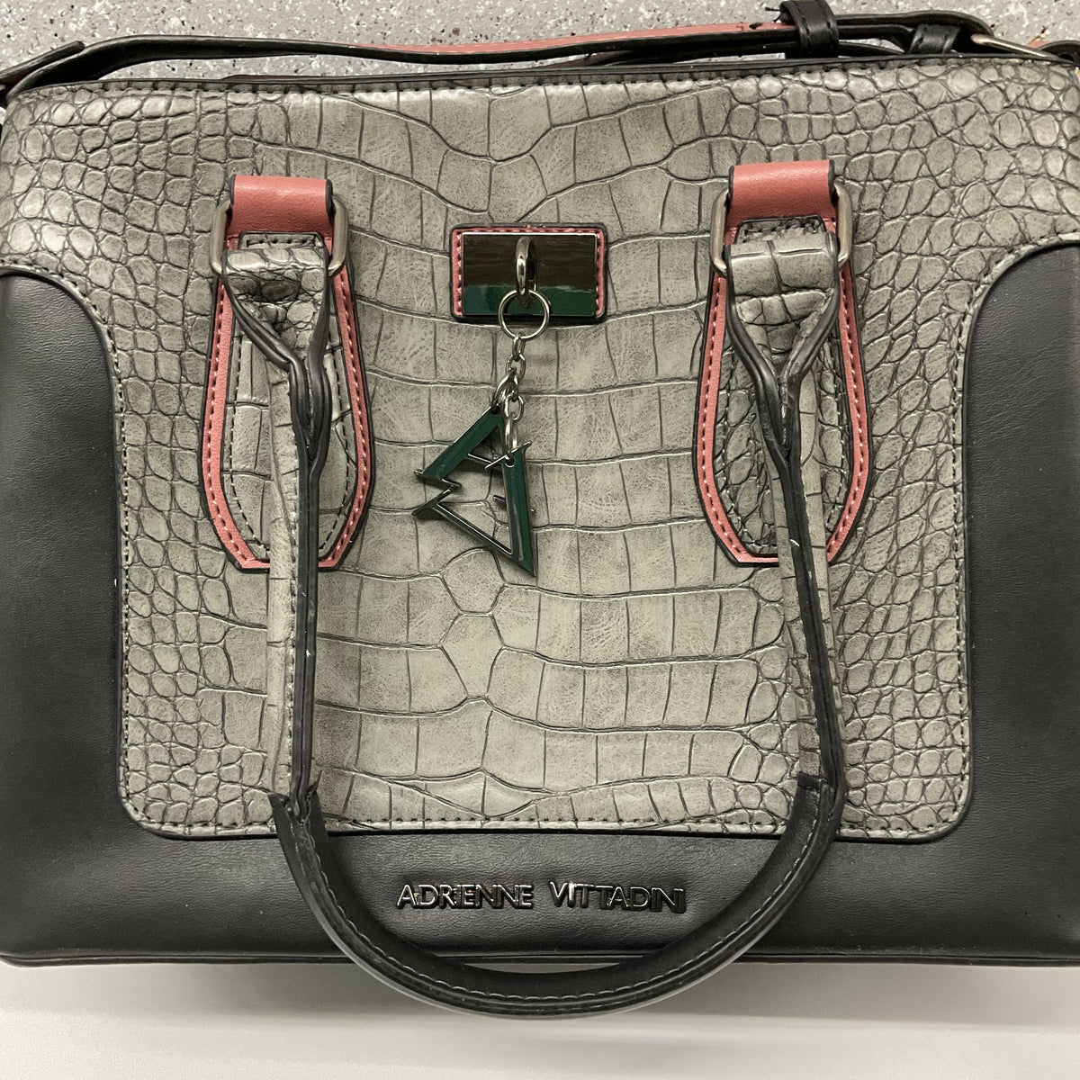 Adrienne Vittadini Faux Crocodile & Leather Satchel / Crossbody Bag