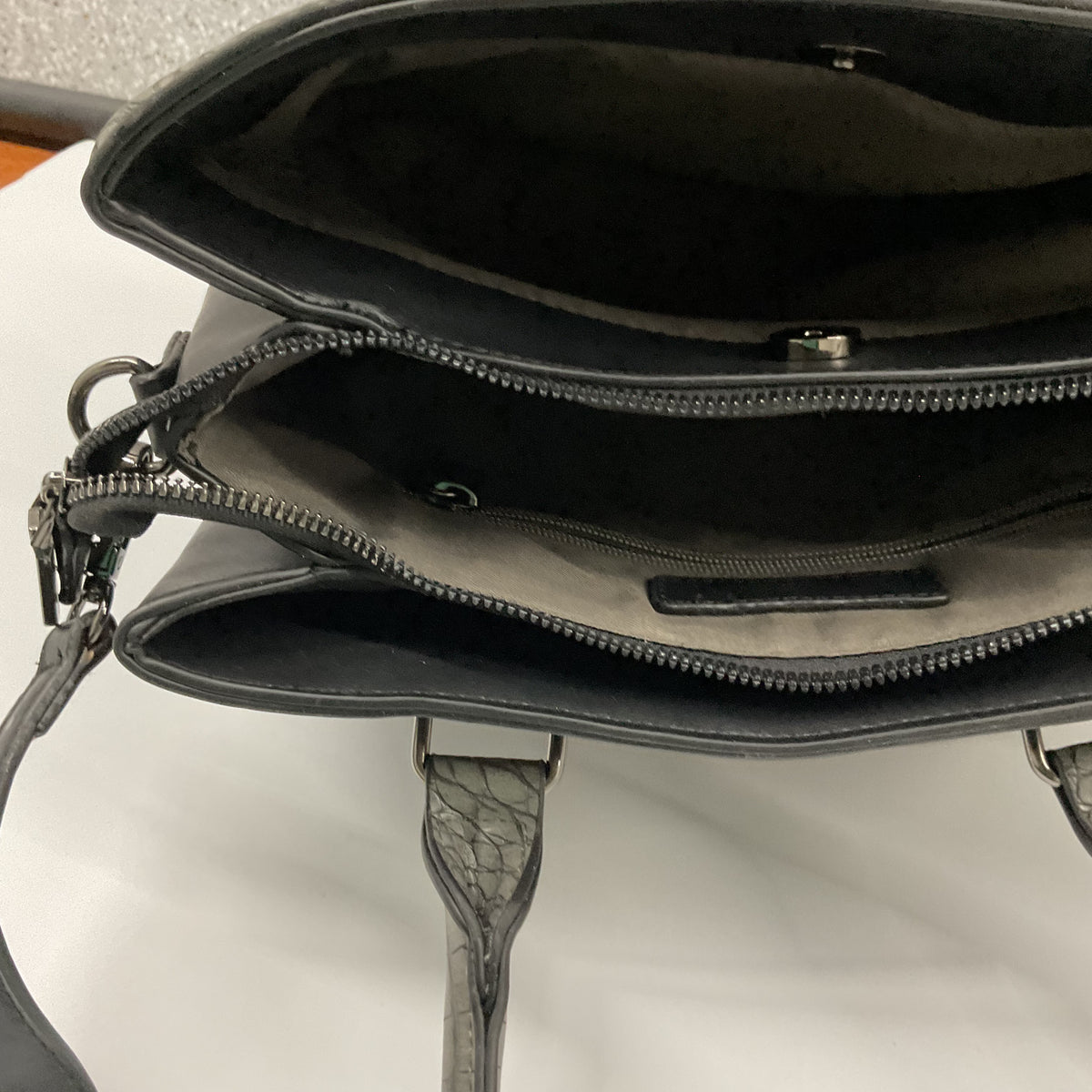 Adrienne Vittadini Faux Crocodile & Leather Satchel / Crossbody Bag