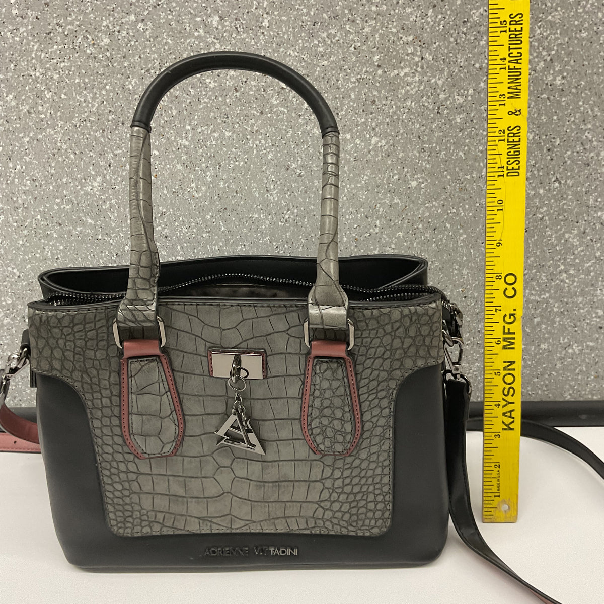Adrienne Vittadini Faux Crocodile & Leather Satchel / Crossbody Bag