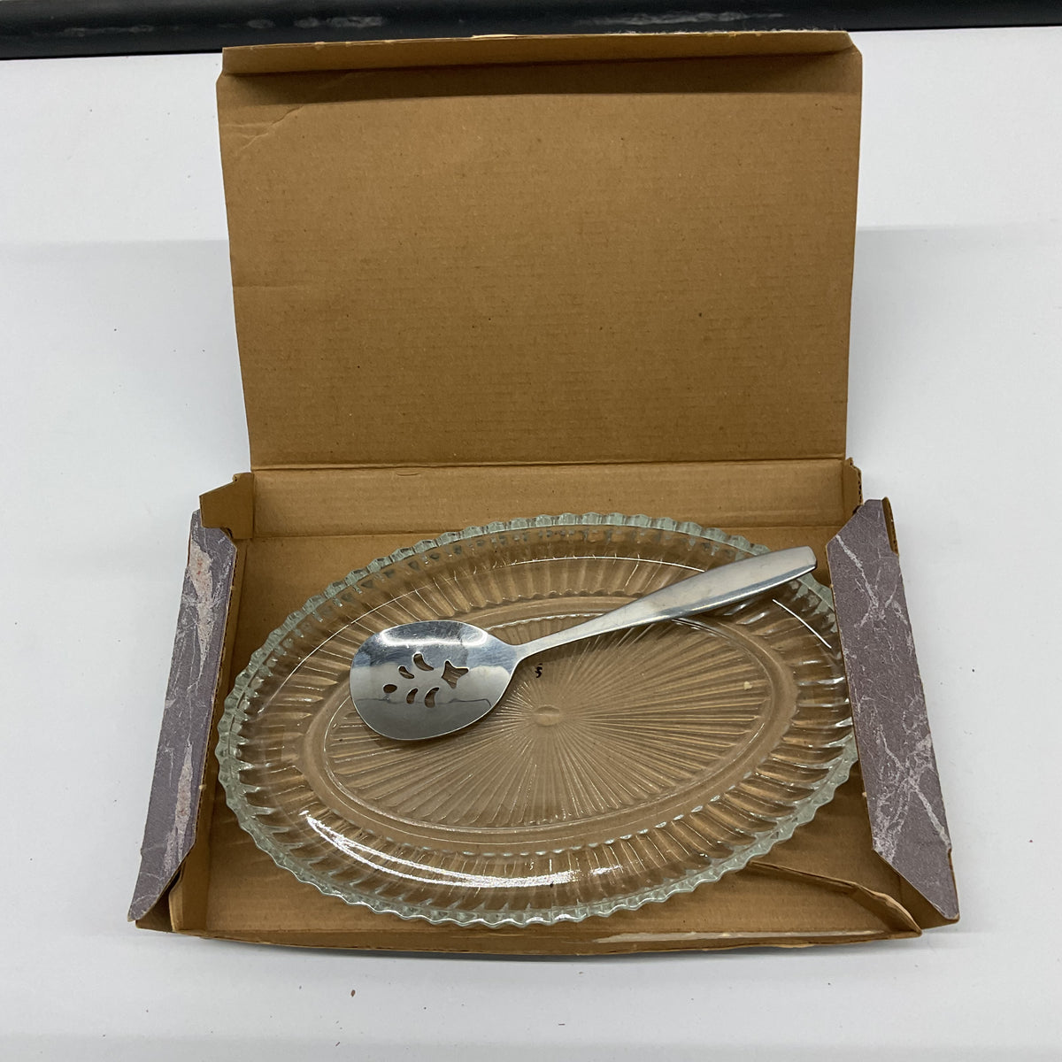 vintage Indiana Glass Special Occasions Oval Tray & Server Set