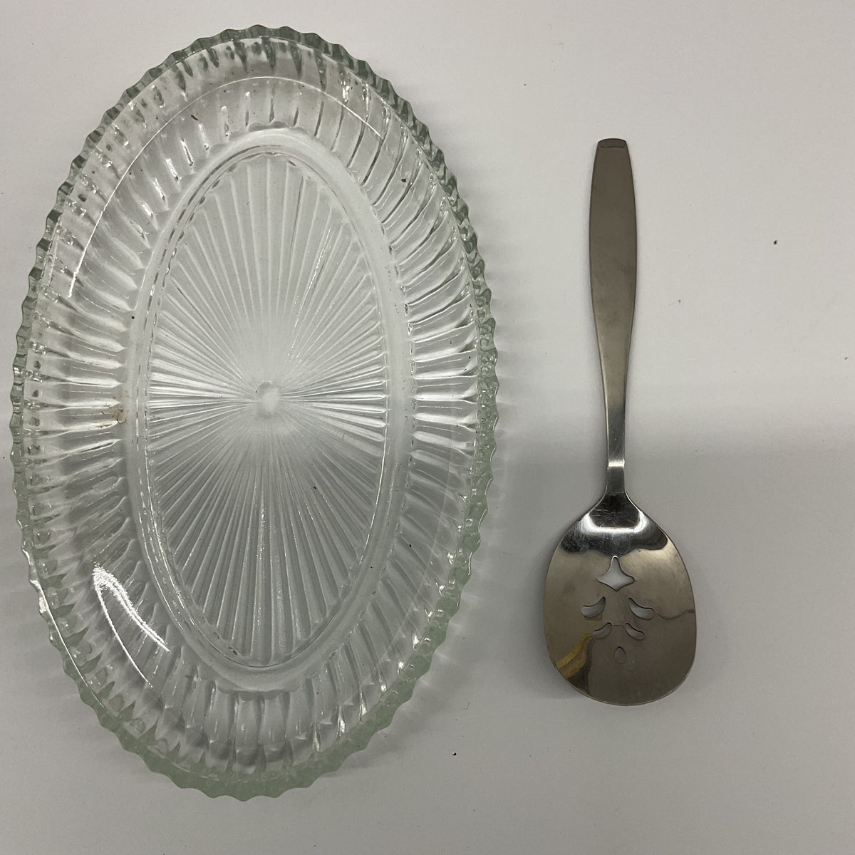 vintage Indiana Glass Special Occasions Oval Tray & Server Set
