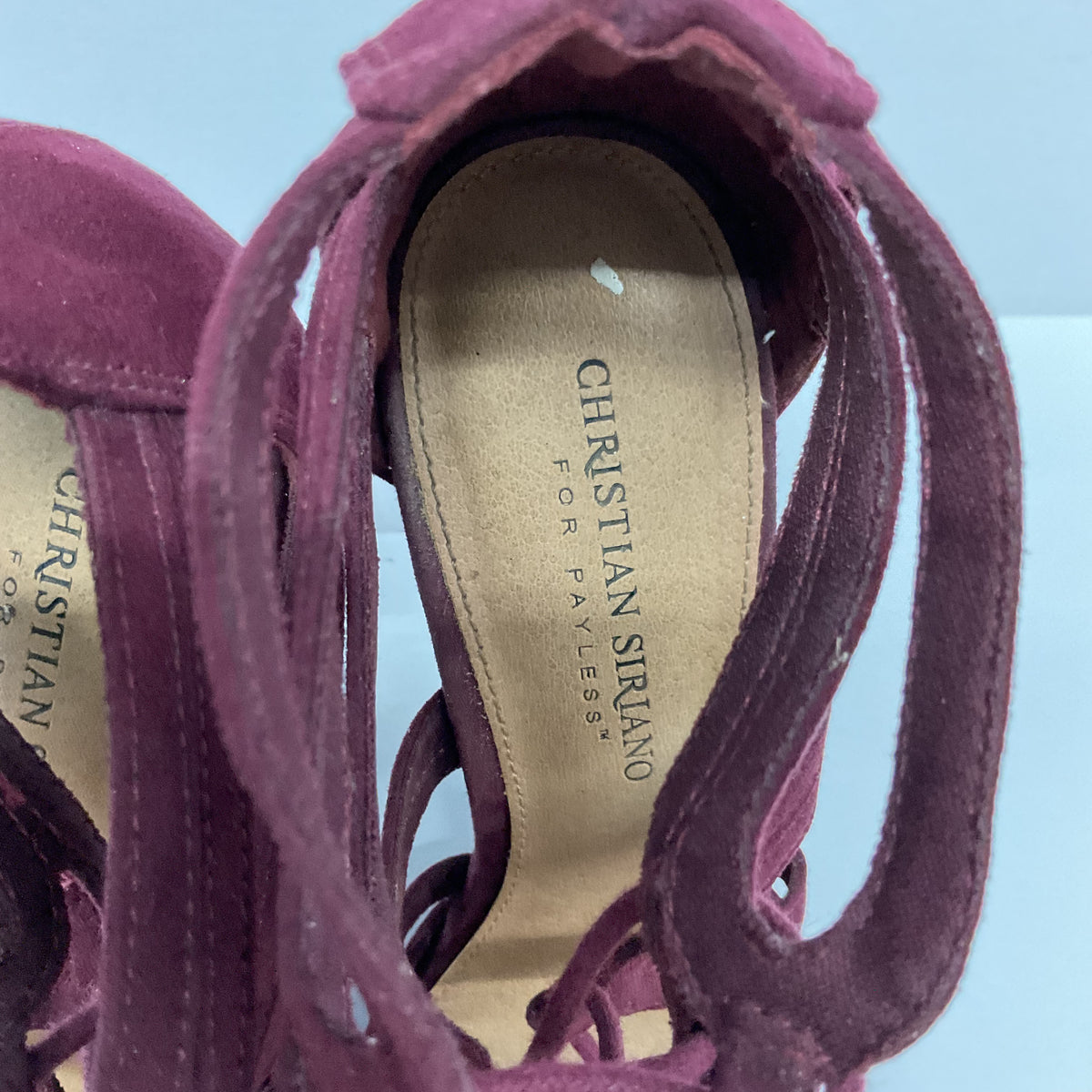 Christian Siriano for Payless Burgundy Lace-Up Block Heels Women's 7.5