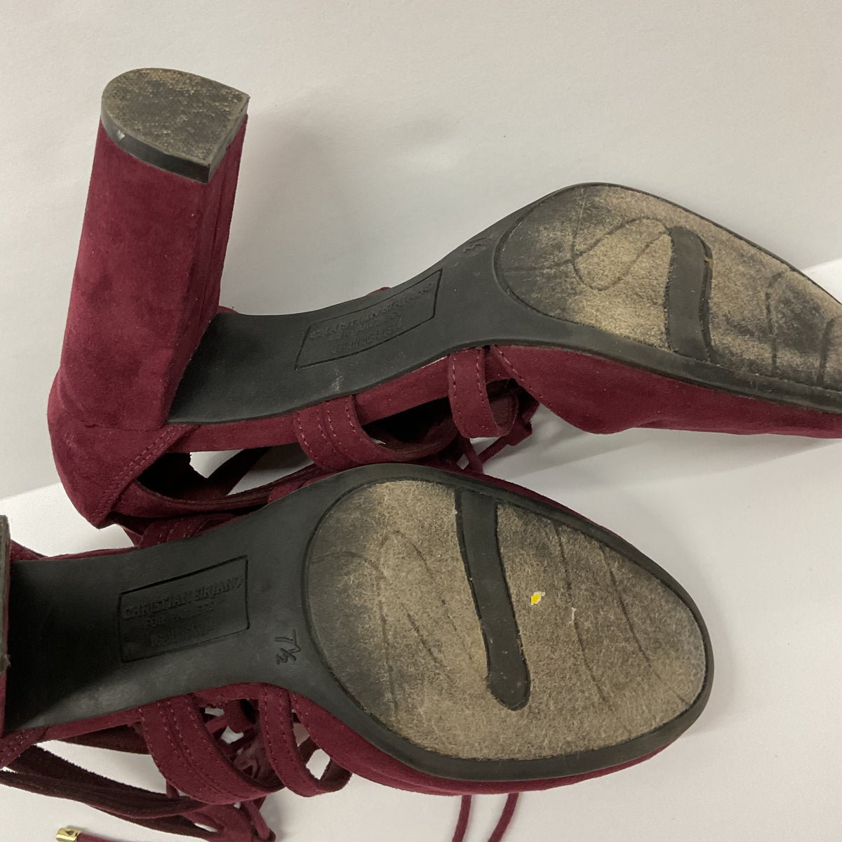 Christian Siriano for Payless Burgundy Lace-Up Block Heels Women's 7.5