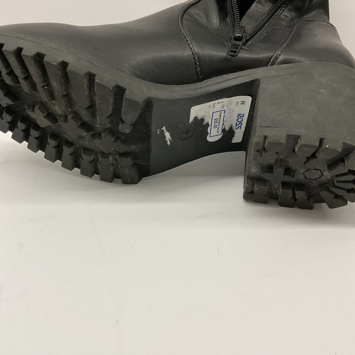 Black Tall Lug Sole Block Heel Side Zip Boots – Size 9