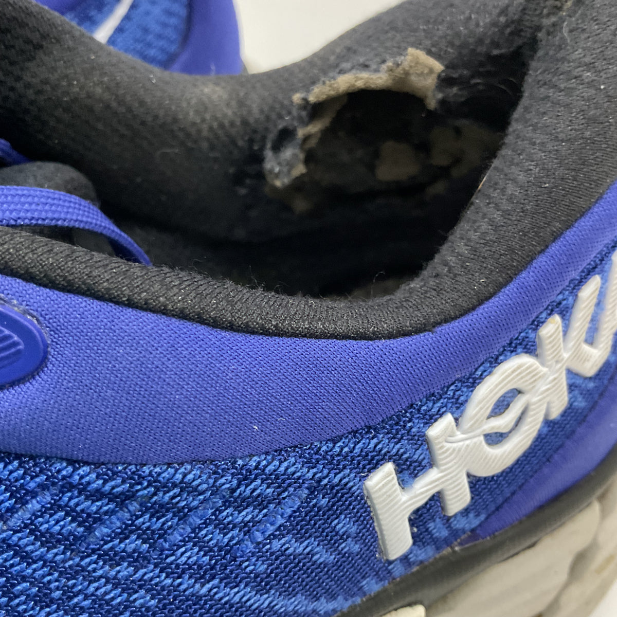 HOKA Blue Running Shoes Lace-Up Sneakers Worn Heel Lining No Insoles
