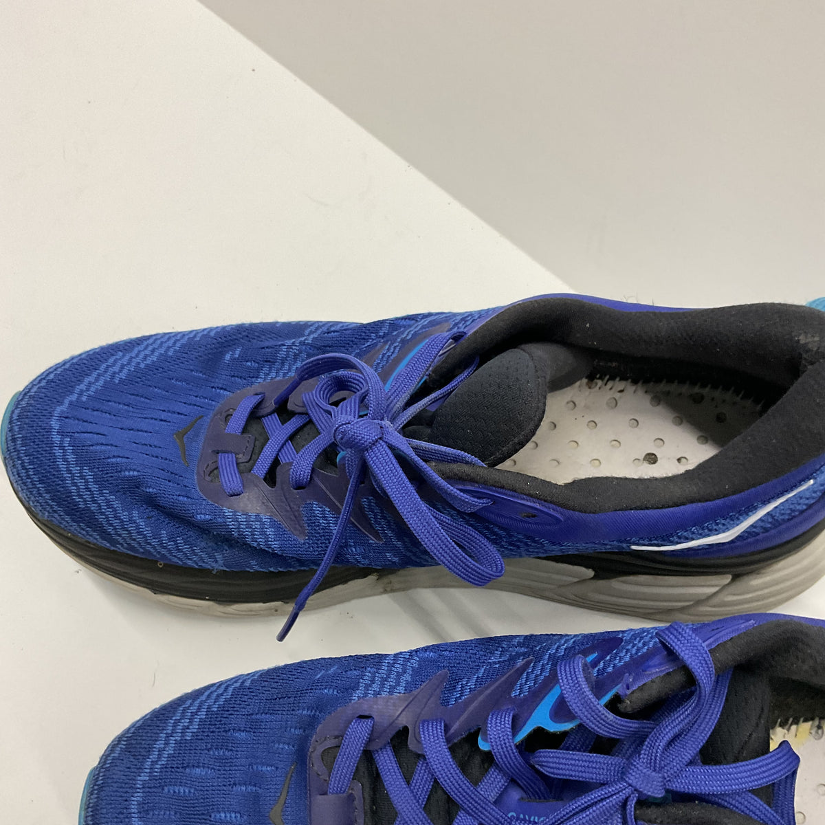 HOKA Blue Running Shoes Lace-Up Sneakers Worn Heel Lining No Insoles