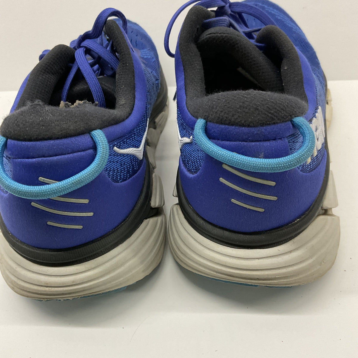 HOKA Blue Running Shoes Lace-Up Sneakers Worn Heel Lining No Insoles