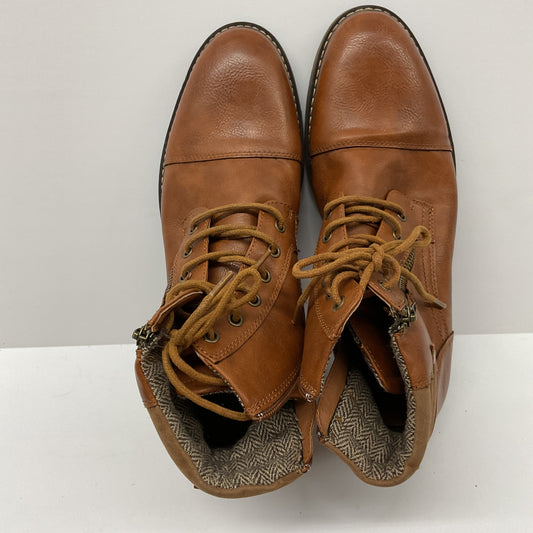 COTTIMO Brown Cap Toe Ankle Boots Lace Up Side Zip Lug Sole Padded Collar