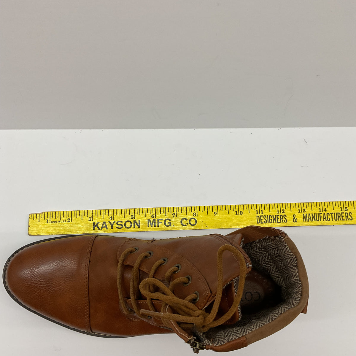 COTTIMO Brown Cap Toe Ankle Boots Lace Up Side Zip Lug Sole Padded Collar