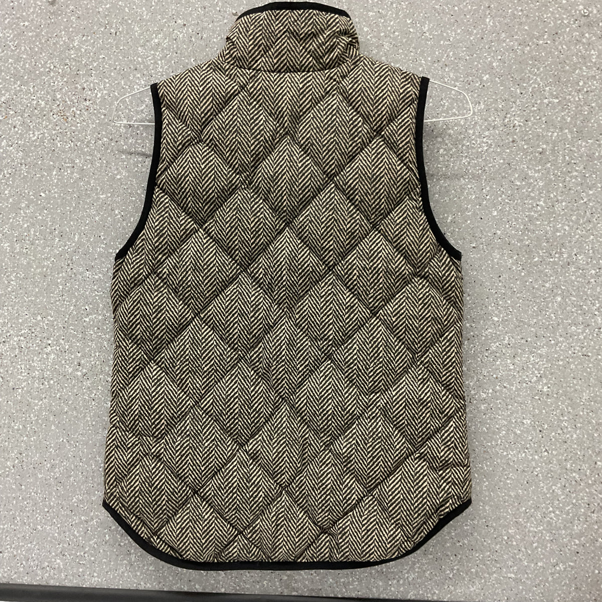 J.Crew Women's XS Herringbone Quilted Zip Front Vest Black Cream