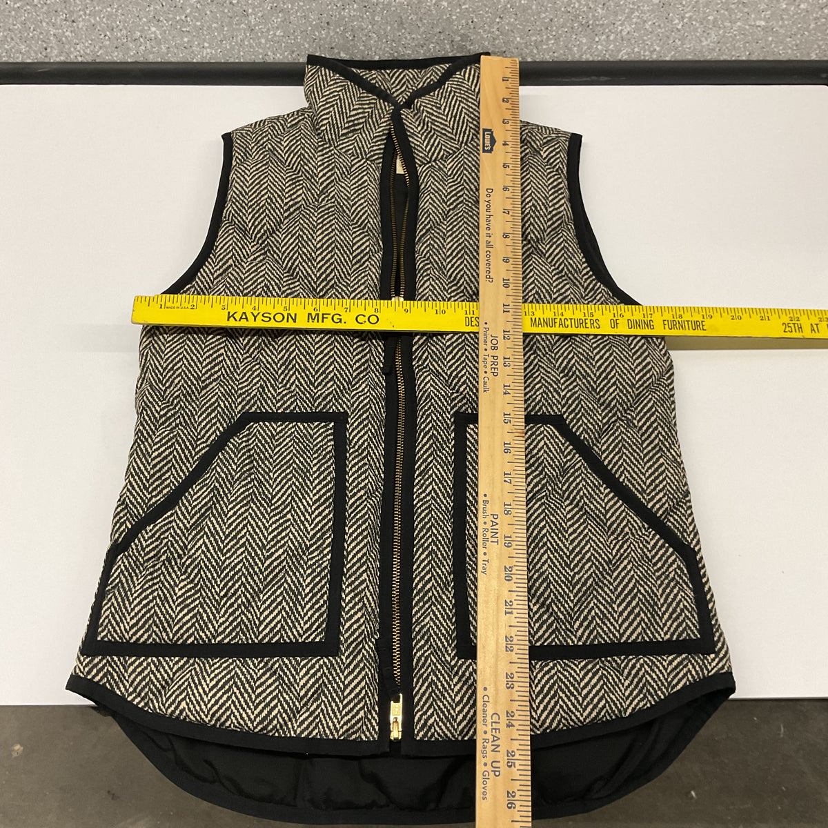 J.Crew Women's XS Herringbone Quilted Zip Front Vest Black Cream