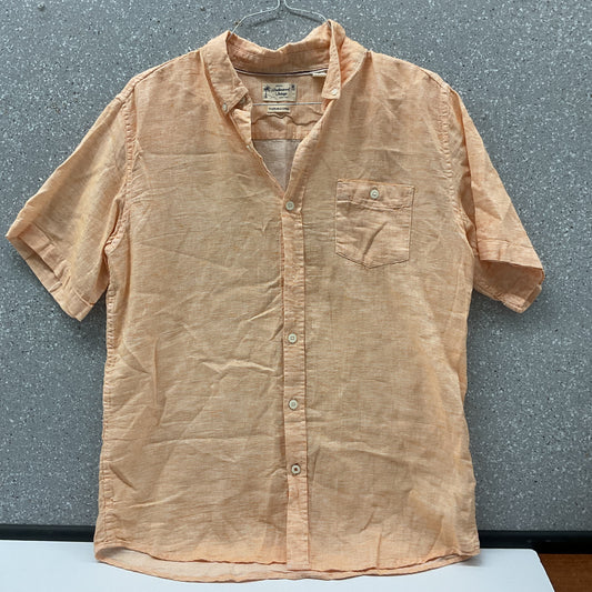 Weatherproof Vintage Men's Large Washable Linen Striped Short Sleeve Shirt