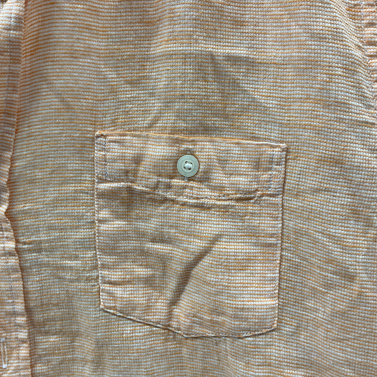 Weatherproof Vintage Men's Large Washable Linen Striped Short Sleeve Shirt