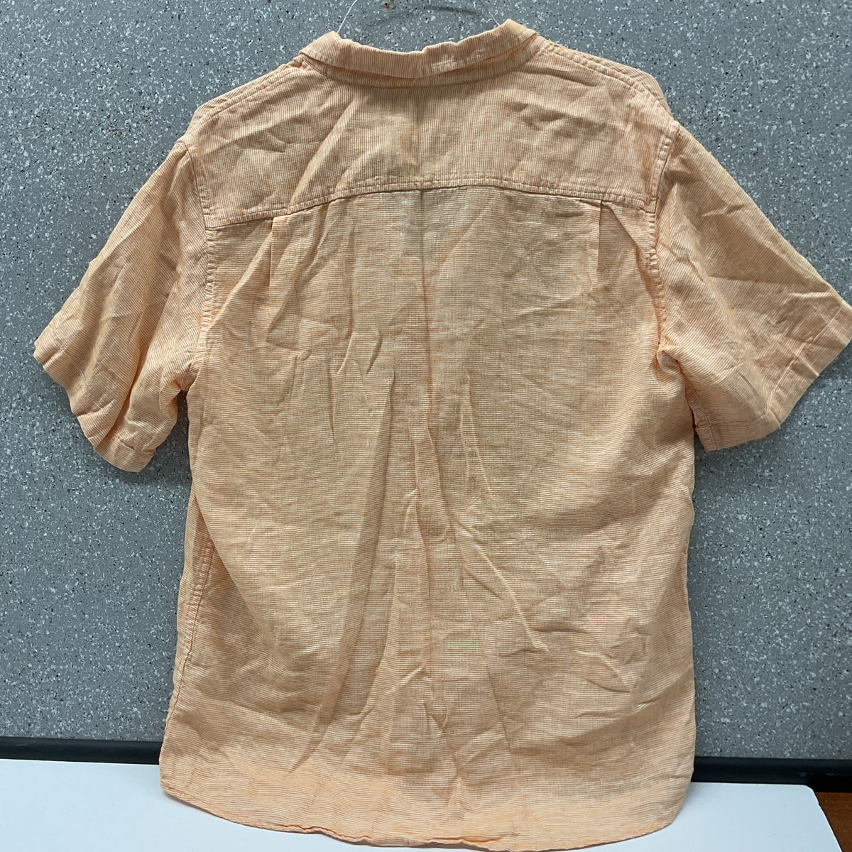 Weatherproof Vintage Men's Large Washable Linen Striped Short Sleeve Shirt