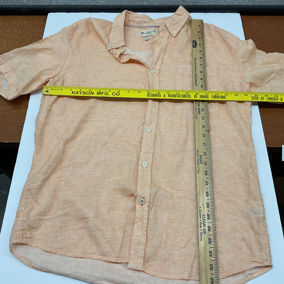 Weatherproof Vintage Men's Large Washable Linen Striped Short Sleeve Shirt