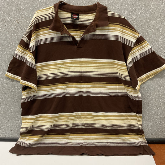 Royal Wear Men's 4XL Brown Striped Cotton Short Sleeve Polo Shirt