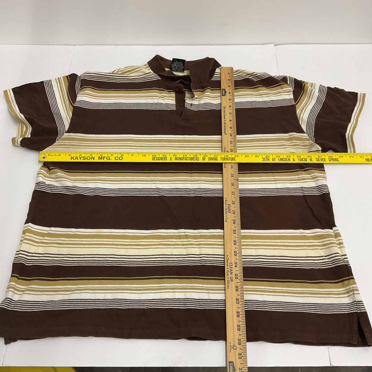 Royal Wear Men's 4XL Brown Striped Cotton Short Sleeve Polo Shirt