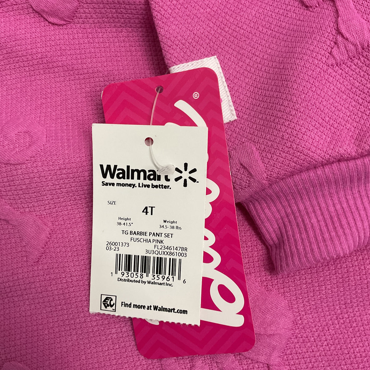 Barbie Girls 4T Fuchsia Pink Hoodie & Jogger Pants Set New With Tags