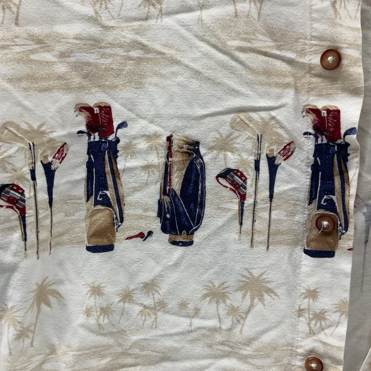 Boca Classics Club Golf Shirt Men's XL Cream Palm Tree Short Sleeve Button Front