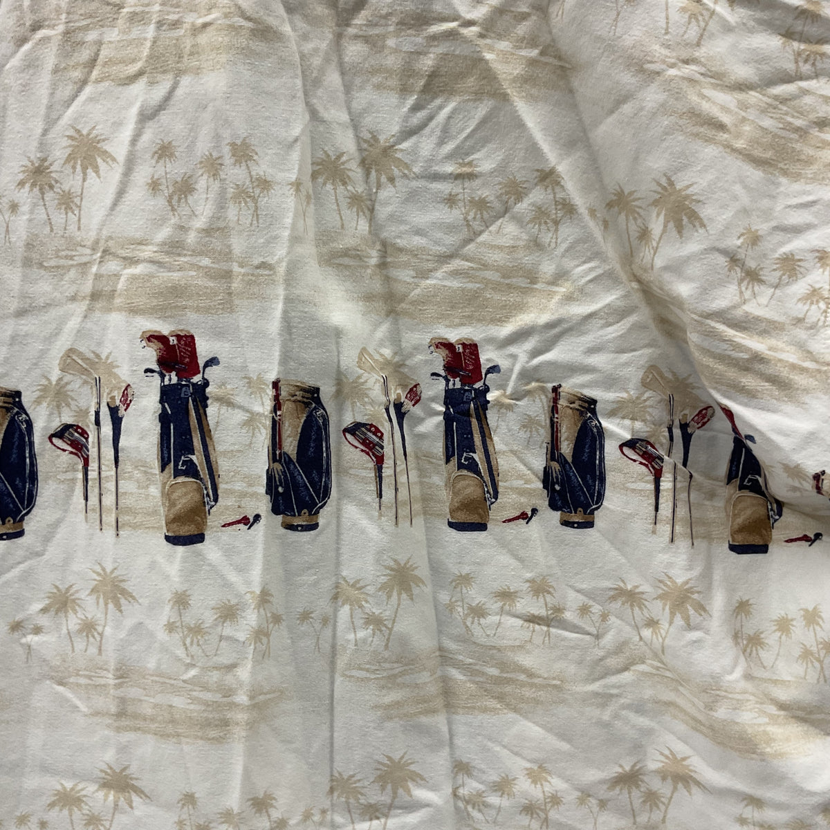 Boca Classics Club Golf Shirt Men's XL Cream Palm Tree Short Sleeve Button Front