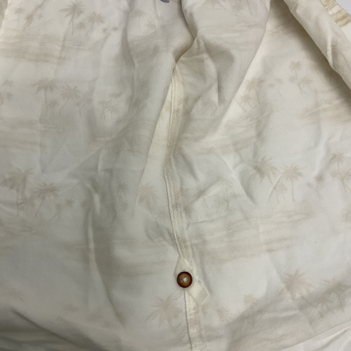Boca Classics Club Golf Shirt Men's XL Cream Palm Tree Short Sleeve Button Front