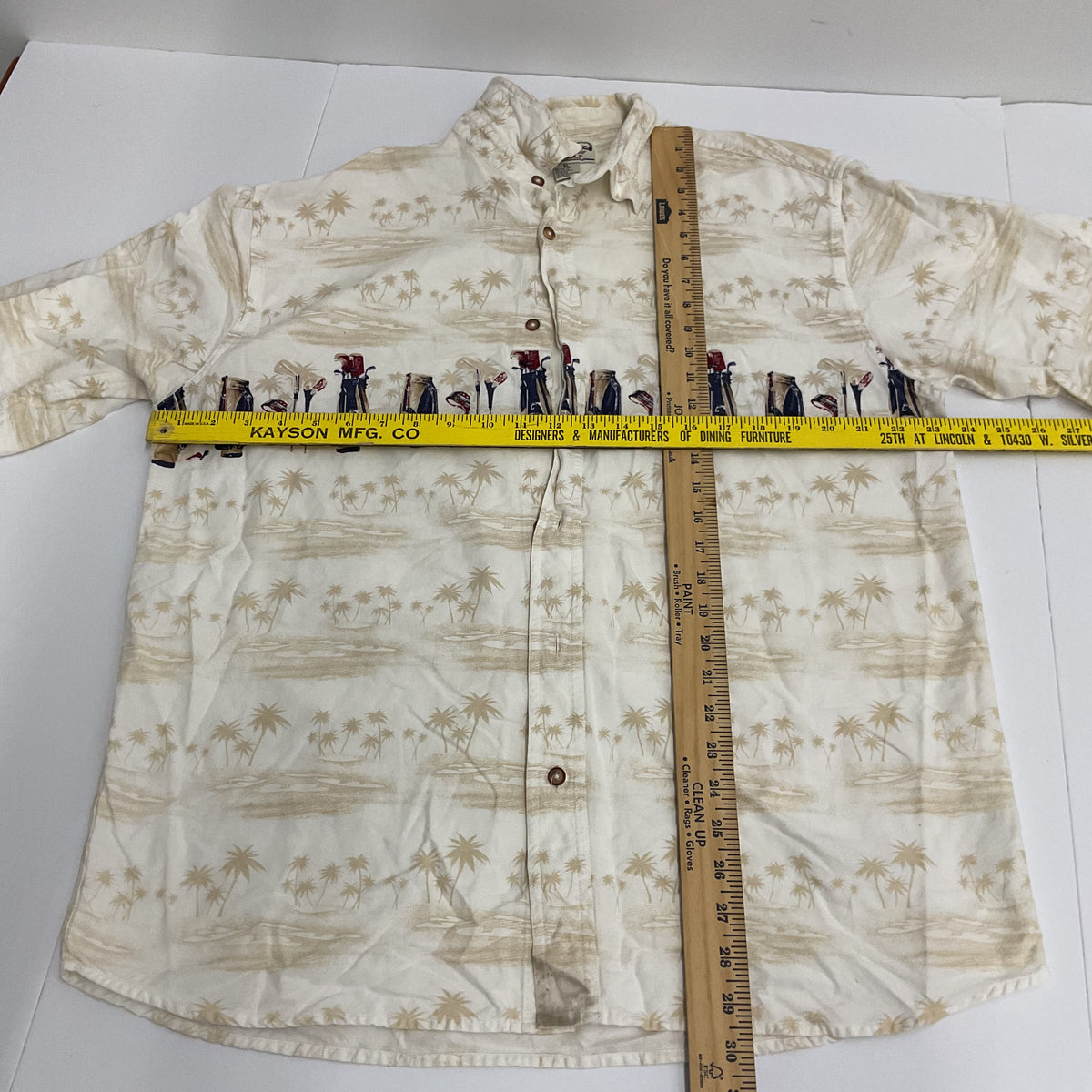 Boca Classics Club Golf Shirt Men's XL Cream Palm Tree Short Sleeve Button Front