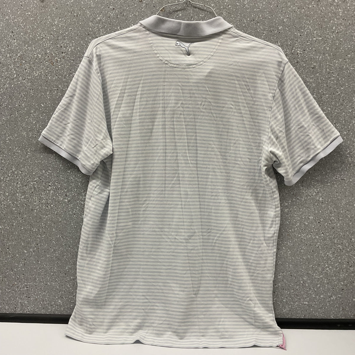PUMA x Arnold Palmer Men's Large Gray Striped Golf Polo Shirt