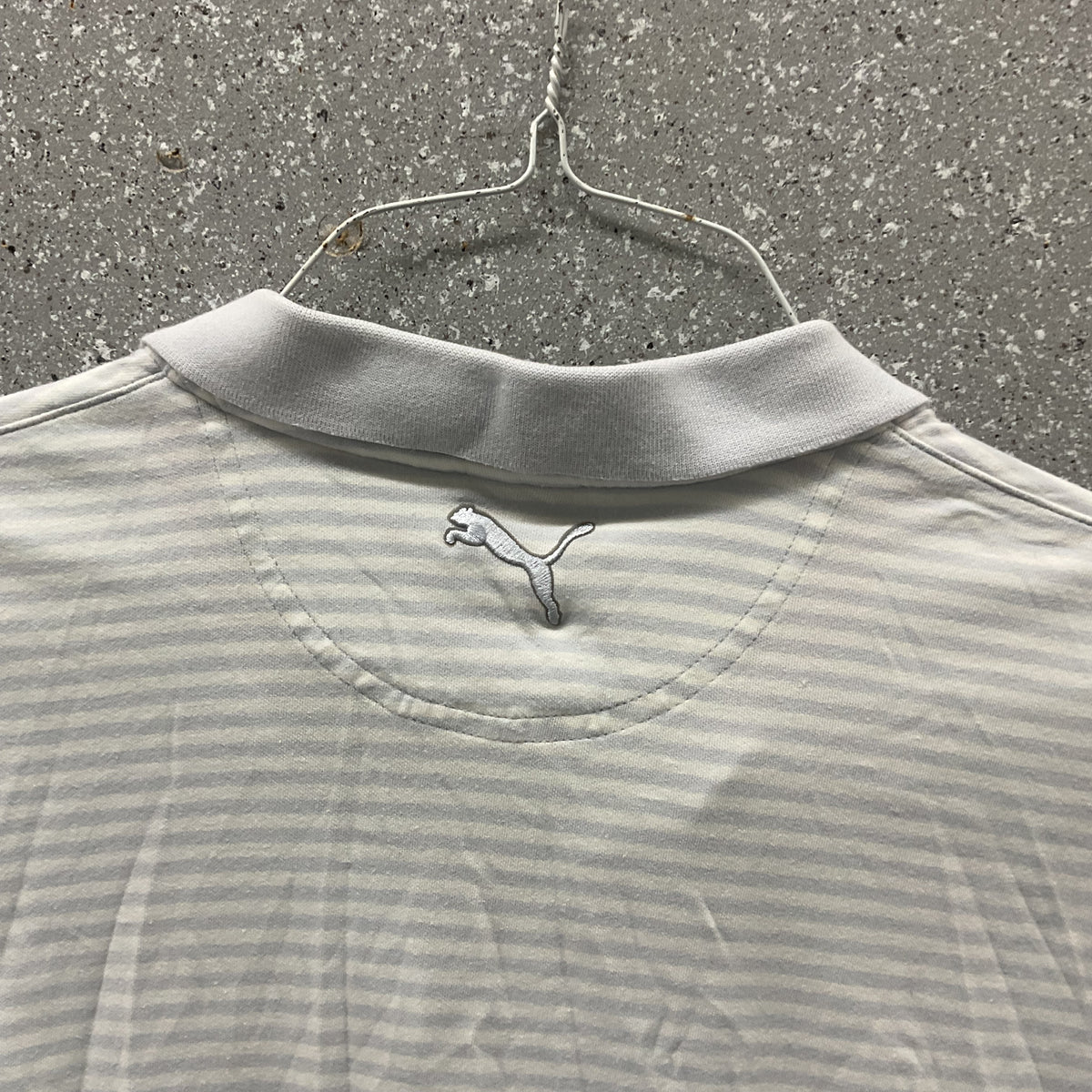 PUMA x Arnold Palmer Men's Large Gray Striped Golf Polo Shirt