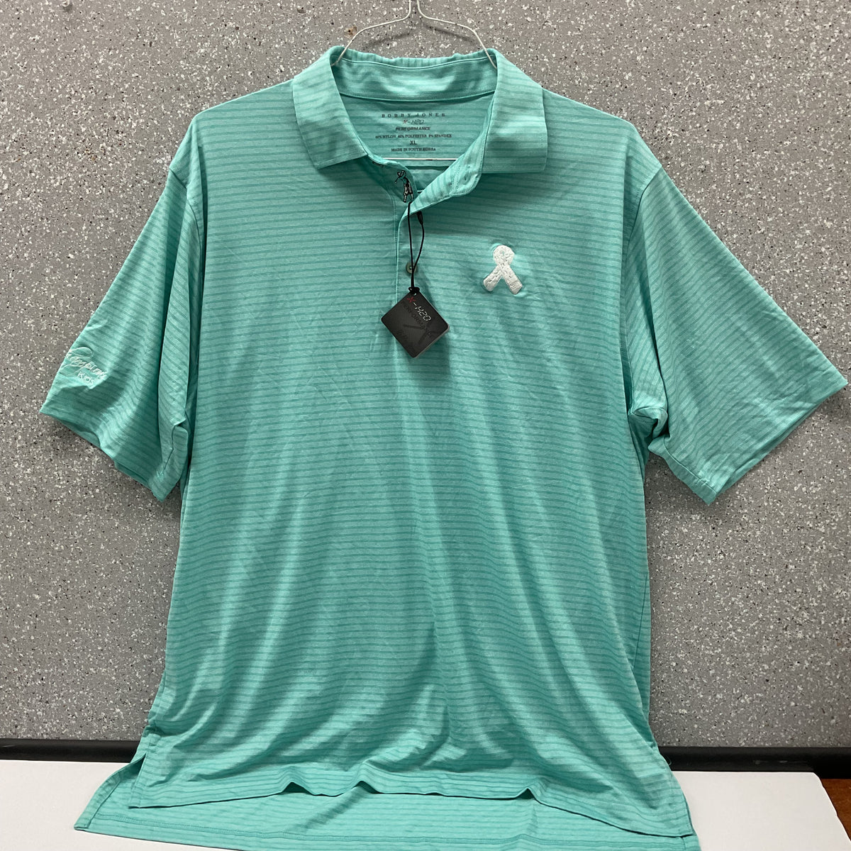 Bobby Jones X-H2O Golf Polo Men's XL Atlantis Teal Striped New with Tags