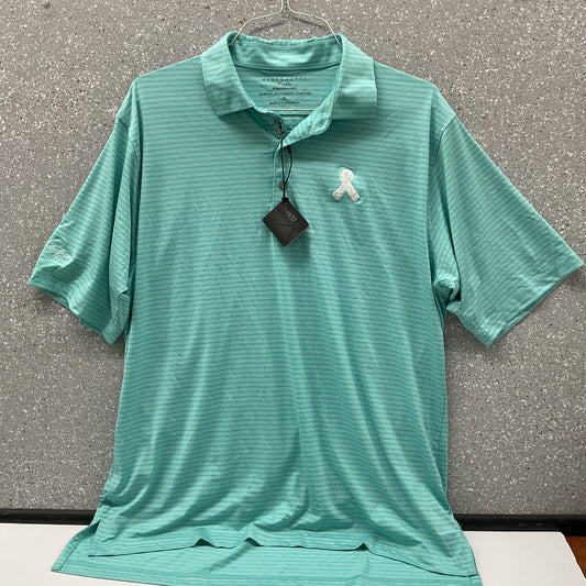 Bobby Jones X-H2O Golf Polo Men's XL Atlantis Teal Striped New with Tags