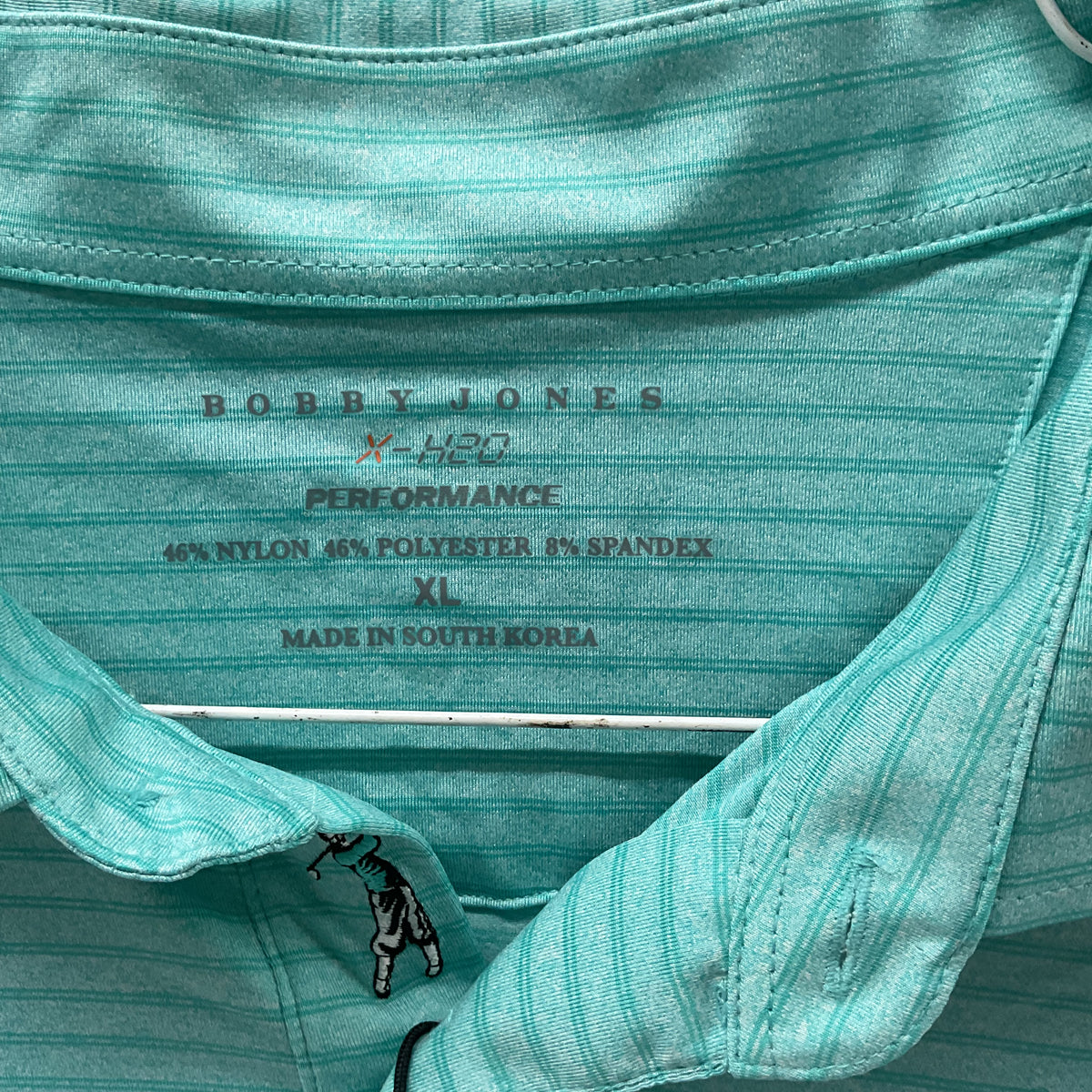 Bobby Jones X-H2O Golf Polo Men's XL Atlantis Teal Striped New with Tags