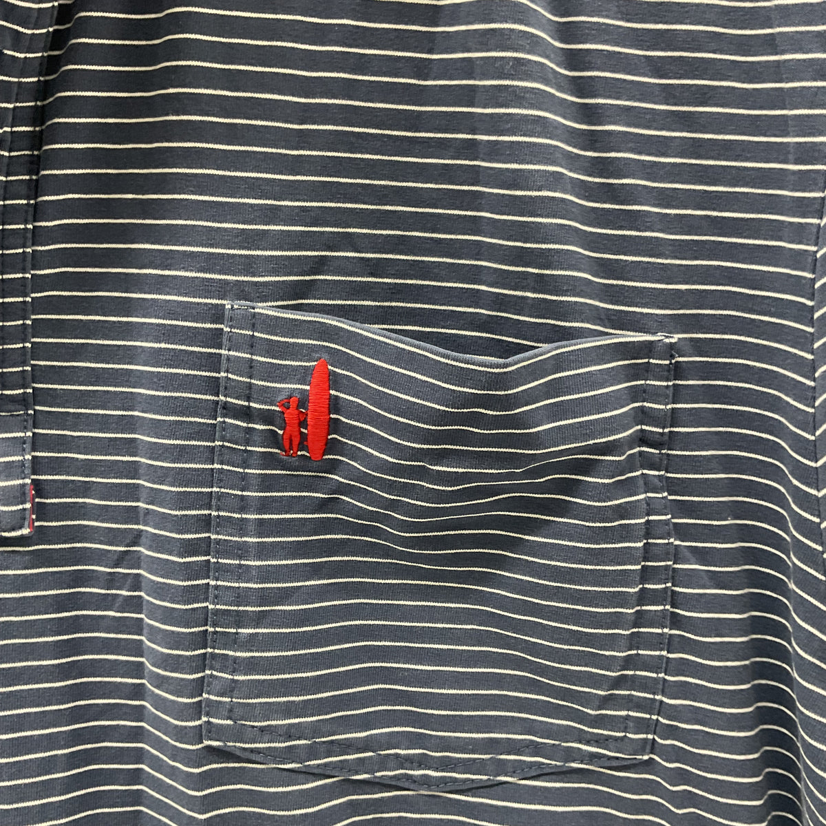 Johnnie-O Hangin' Out Polo Men's XL Navy White Striped Pocket Cotton Stretch