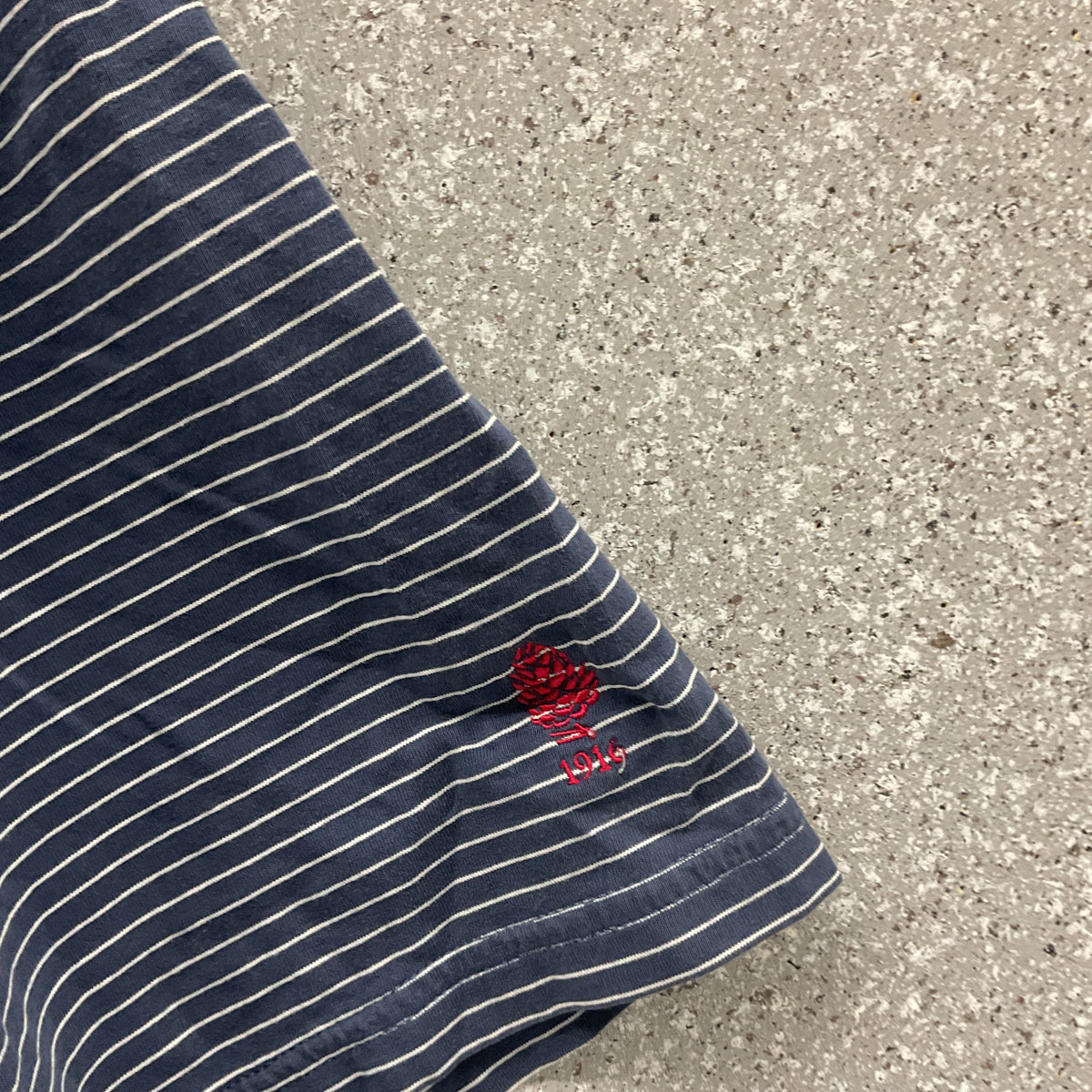 Johnnie-O Hangin' Out Polo Men's XL Navy White Striped Pocket Cotton Stretch
