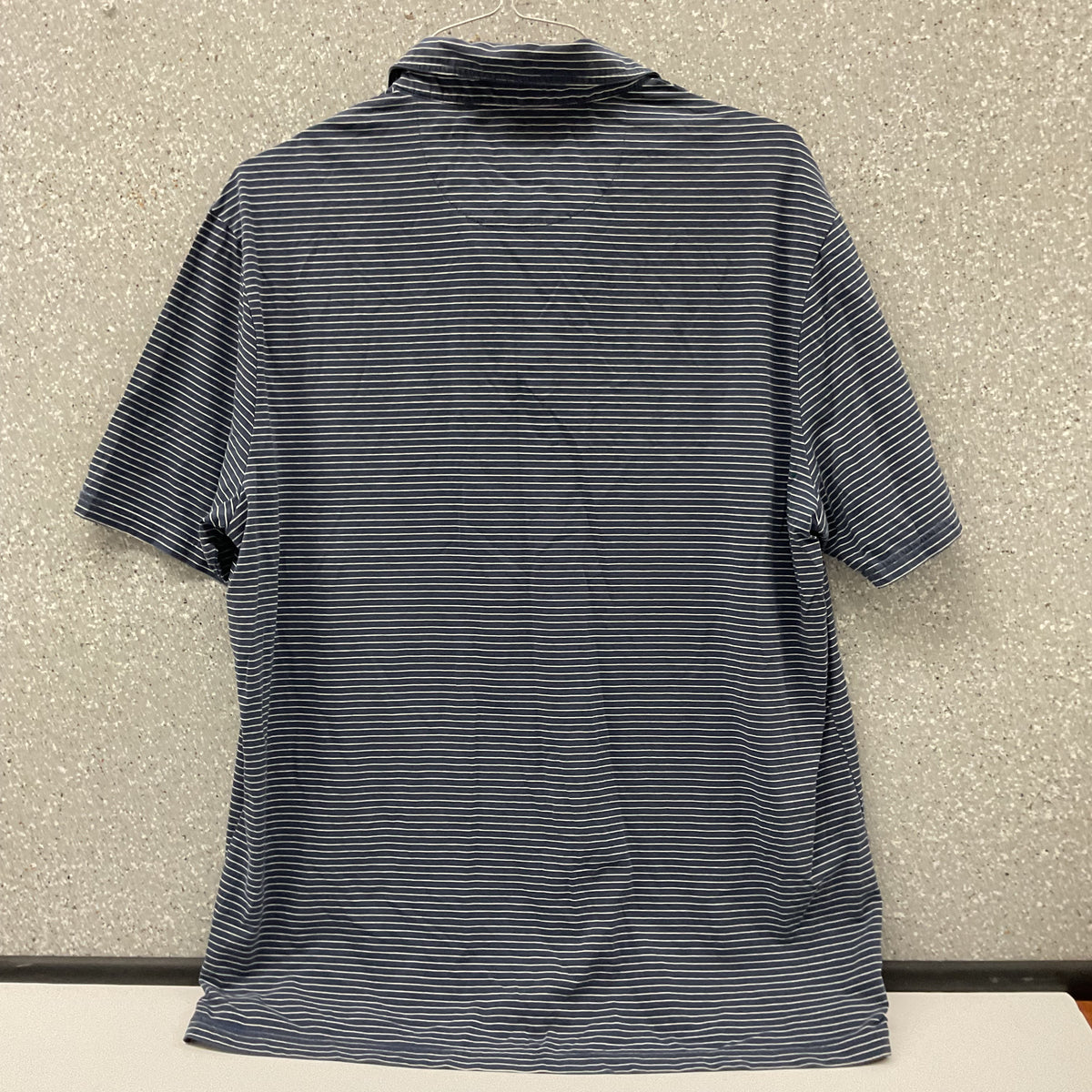 Johnnie-O Hangin' Out Polo Men's XL Navy White Striped Pocket Cotton Stretch