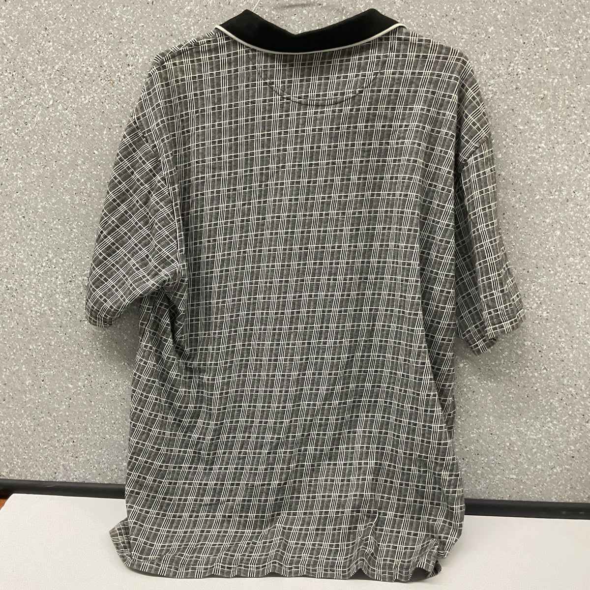 Towncraft Polo Shirt Men's XL Black Gray White Plaid Pocket Cotton Blend
