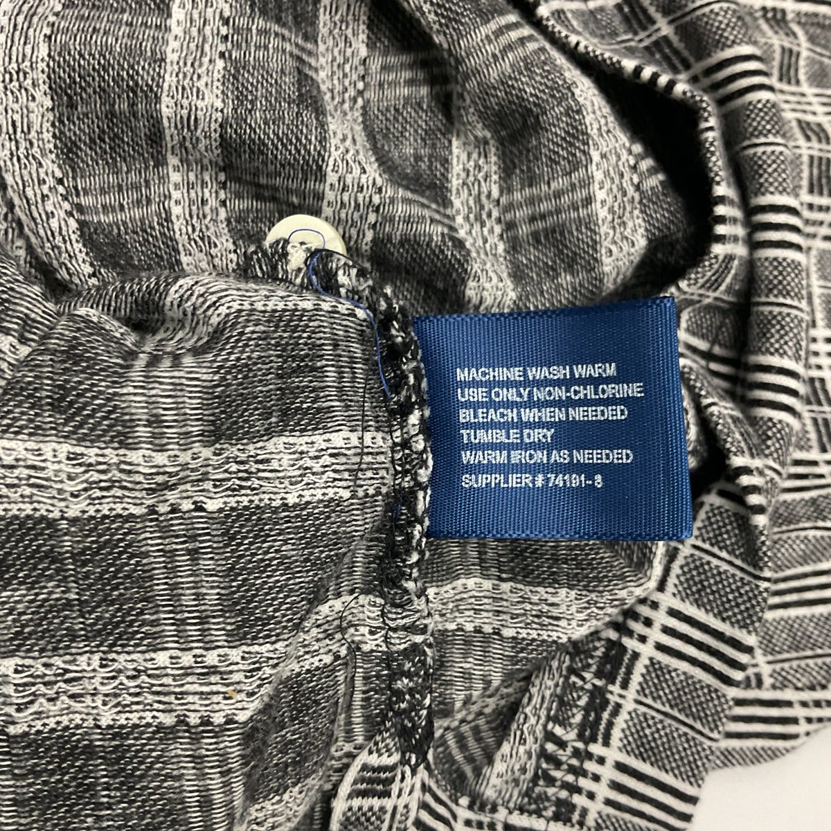 Towncraft Polo Shirt Men's XL Black Gray White Plaid Pocket Cotton Blend