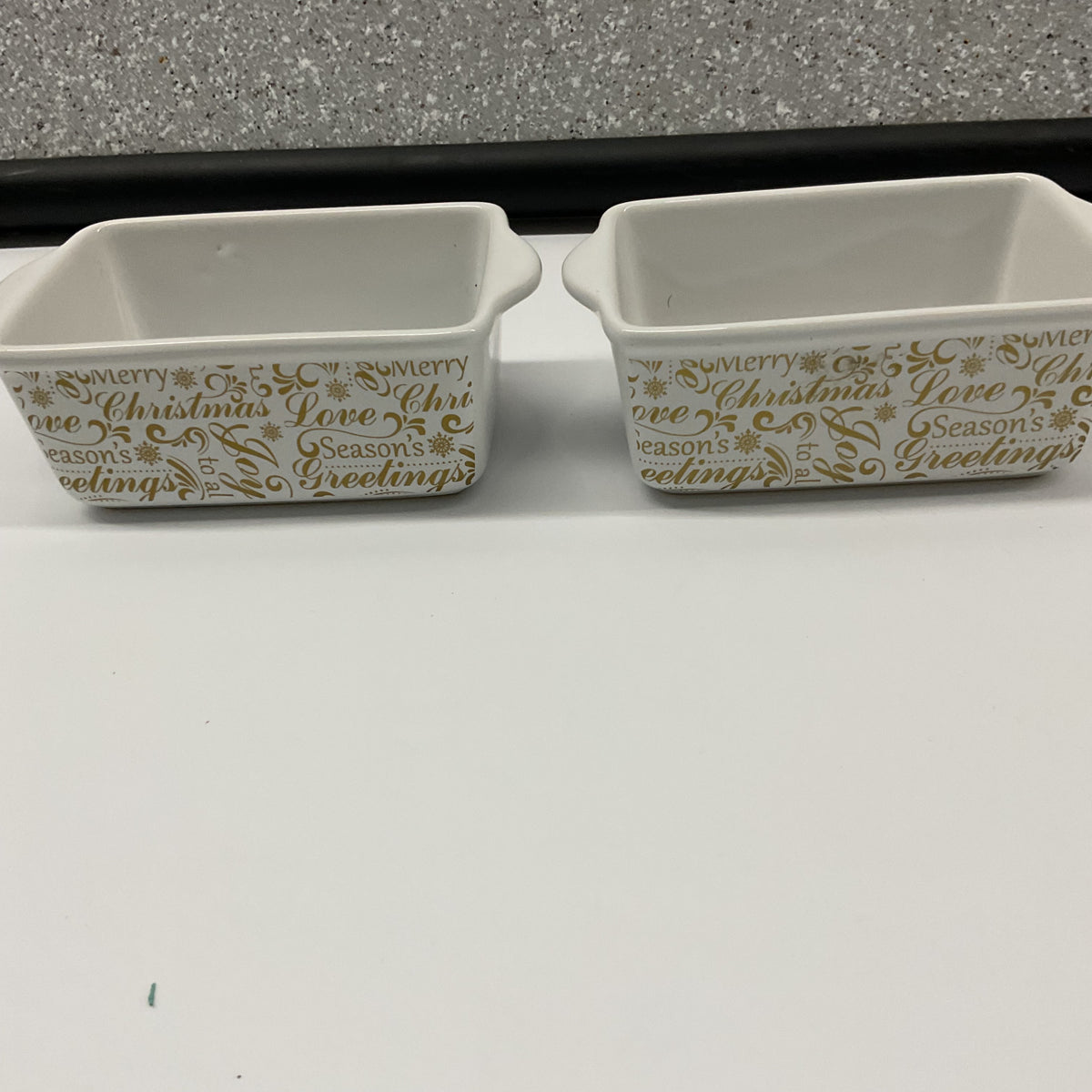 Celebrate It Christmas Mini Loaf Pans Set of 2 White Gold Holiday Ceramic